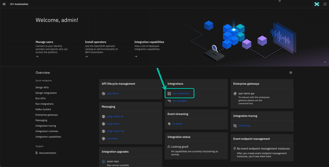 ACE Toolkit integration with ES Configuration Step 19