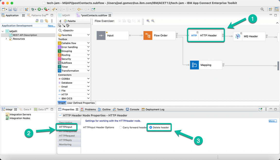 ACE Toolkit REST API with MQ Step 8