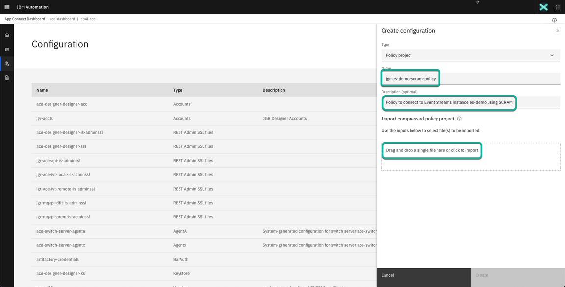ACE Toolkit integration with ES Configuration Step 28