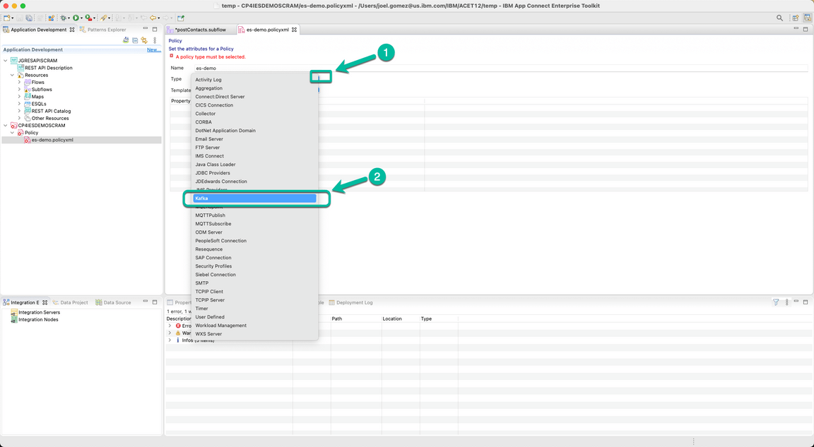 ACE Toolkit integration with ES Configuration Step 24
