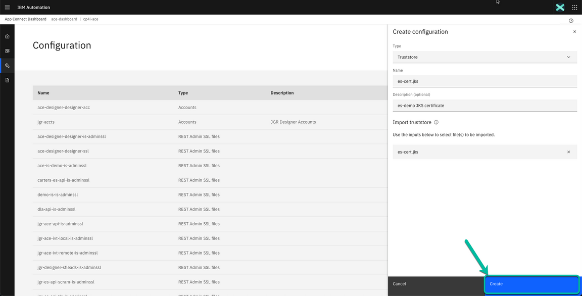 ACE Toolkit integration with ES Configuration Step 25