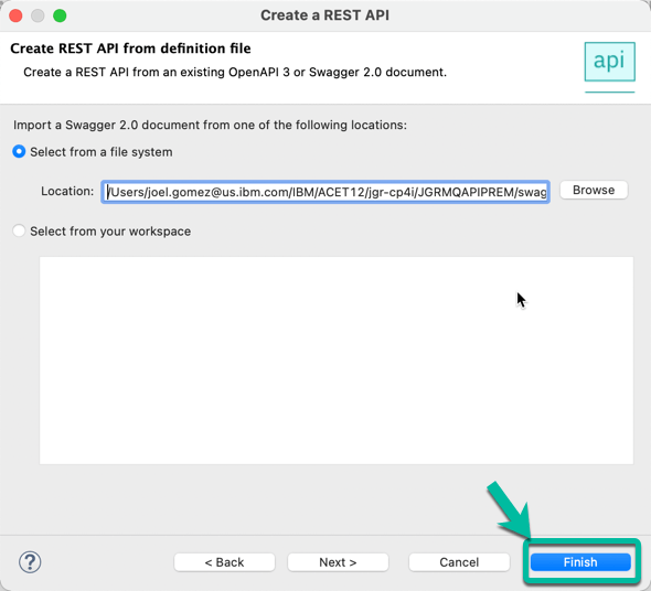 ACE Toolkit REST API with MQ Step 4