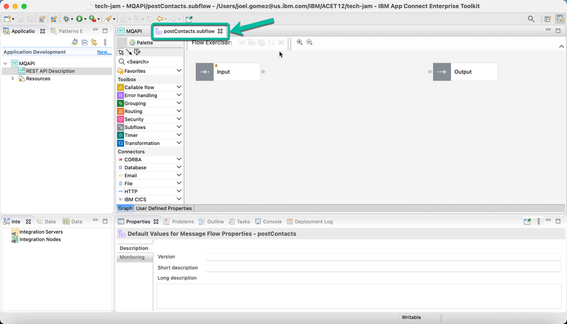 ACE Toolkit REST API with MQ Step 6