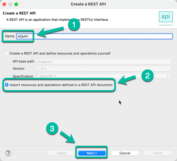 ACE Toolkit REST API with MQ Step 2