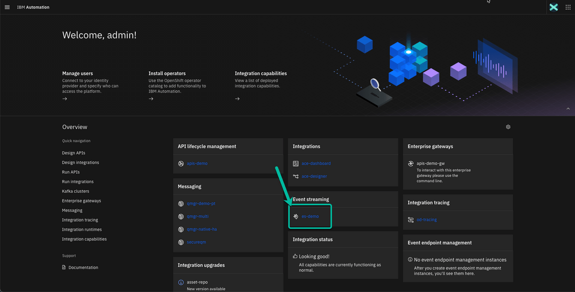 ACE Toolkit integration with ES Configuration Step 1